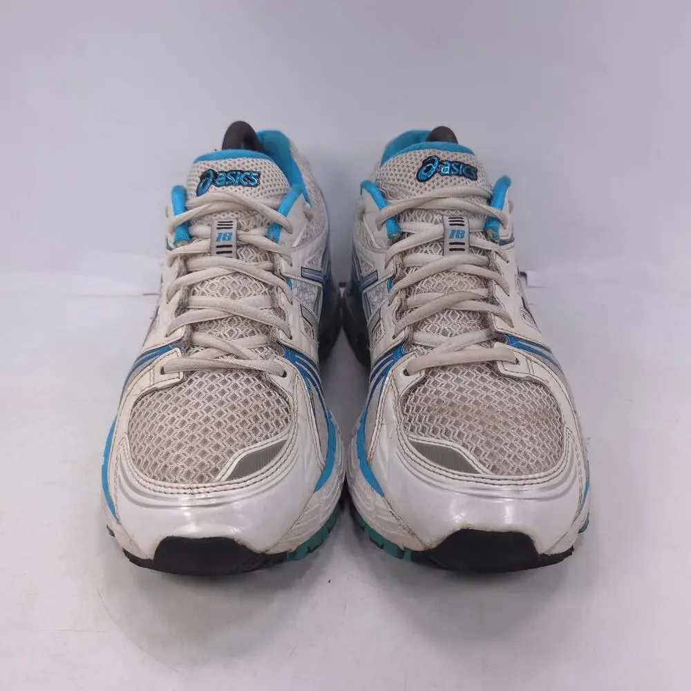 Asics Gel-Kayano 18 Athletic Lace Up Running Shoes Womens Size 9 T250N White